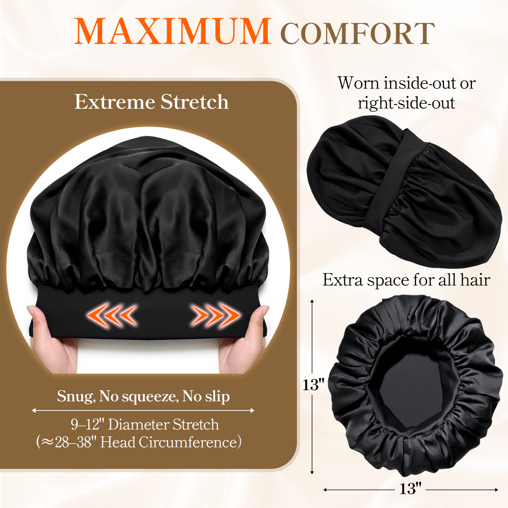 Elastic Bonnet with Pack - Black