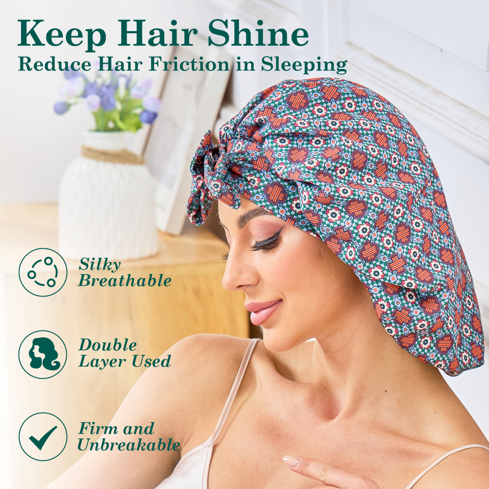 Tie Band Bonnet - Red & Green + Pink