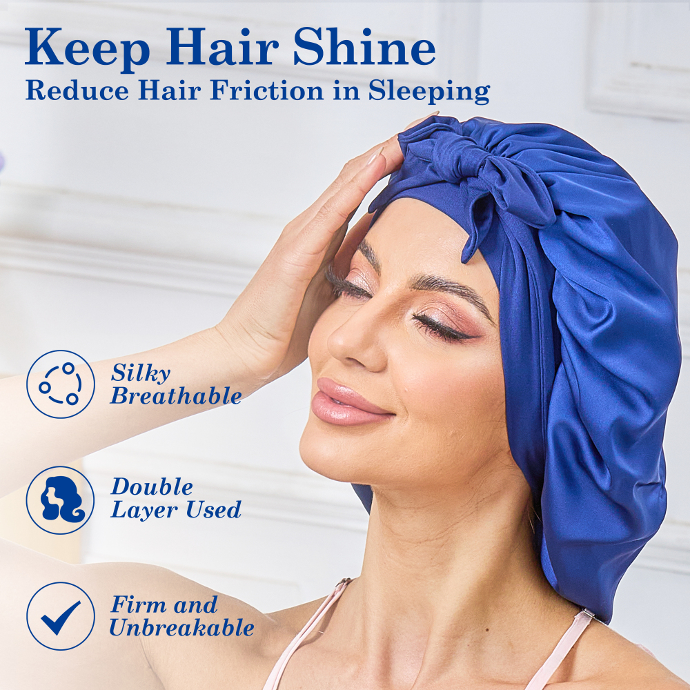 Tie Band Bonnet - Navy + Sky Blue