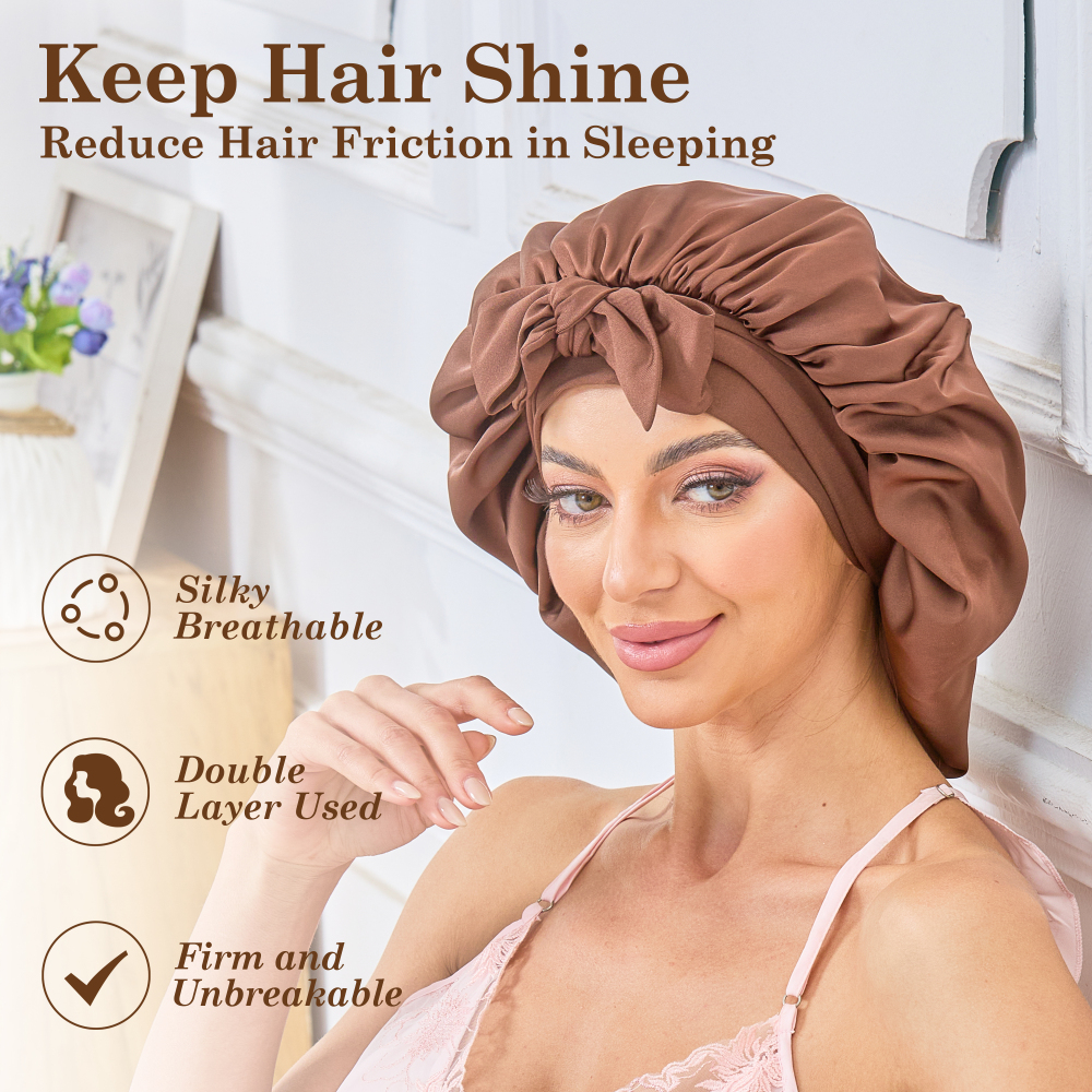 Tie Band Bonnet - Coffee + Gold