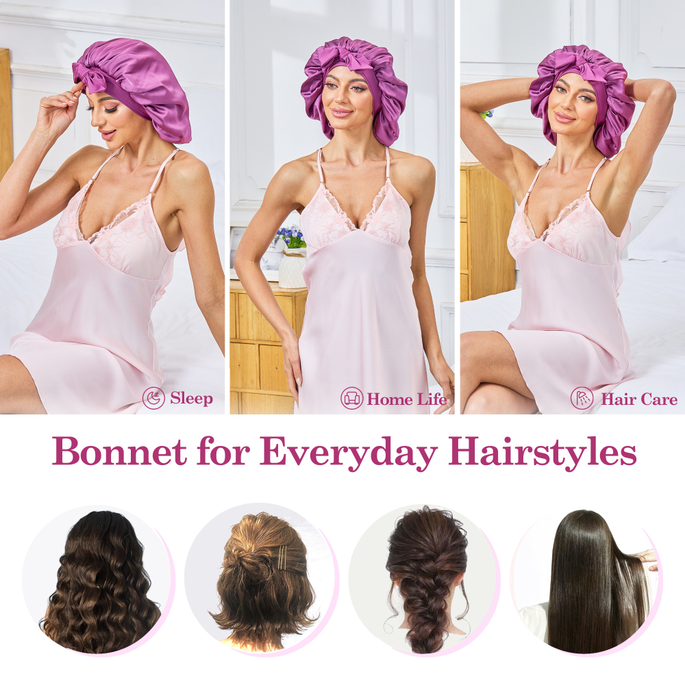 Tie Band Bonnet - Soft Fuchsia +Pink