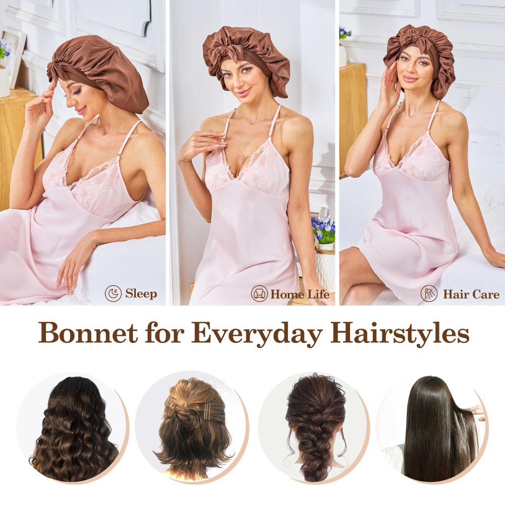 Tie Band Bonnet - Coffee + Gold