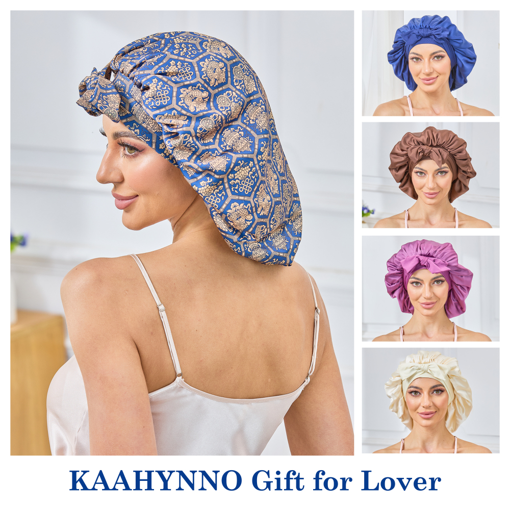 Tie Band Bonnet - Blue-Green & Gold + Pink