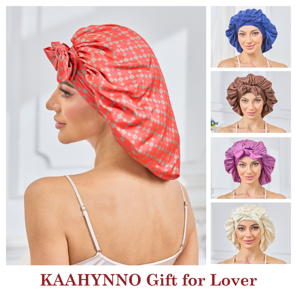 Tie Band Bonnet - Red & Dark Gold + Pink