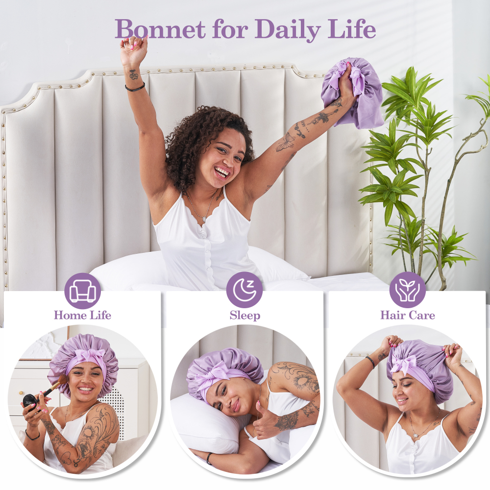 TIe Band Bonnet with Pack - Purple