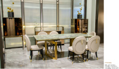 Emerald Luxury Stone Rectangular Dining Table and Chair Set