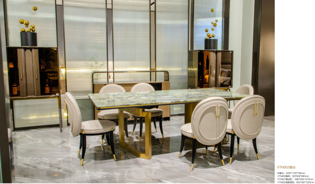 Emerald Luxury Stone Rectangular Dining Table and Chair Set