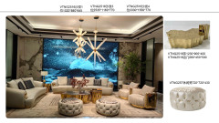 Light Luxury Off-White Leather Sofa and Coffee Table Set