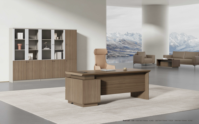 Elegant Wooden Executive Desk and Filing Cabinet Office Set