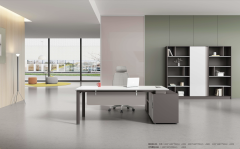 Modern Executive Desk Set with Side Cabinet