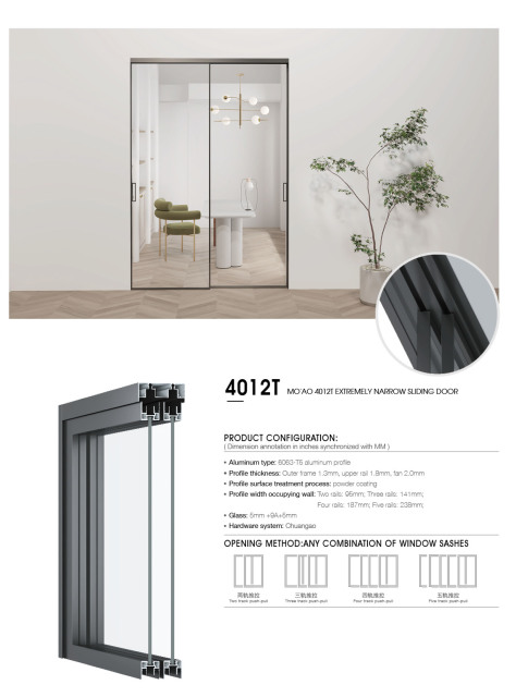 Modish Ultra-Narrow Aluminum Sliding Door