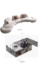 Simple Sherpa Moon Sofa and Coffee Table Set