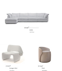 Minimalist White Cotton Linen Modular Cloud Sofa Set