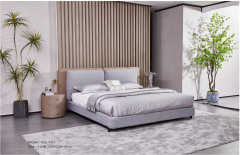 Minimalist Linen and Leather Removable Upholstered Bed