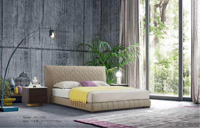 Modern Curtis Leather Double Bed