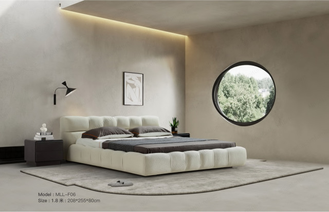 Creamy White Sherpa Puff Double Bed