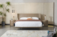 Casual Thin Headboard Saddle Leather Double Bed