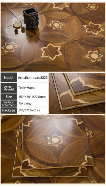 Teak and Maple Multi-Layer Engineered Wood Parquet Flooring