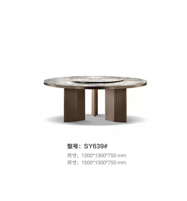 Round White-veined Marble Dining Table with Lazy Susan