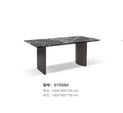 Luxury Black and White Textured Marble Rectangular Dining Table