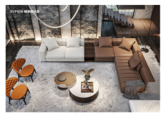 Modern Genuine Leather Piano Key Corner Sofa