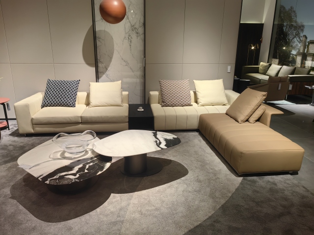 Modern Genuine Leather Piano Key Corner Sofa