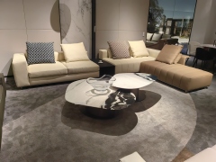 Modern Genuine Leather Piano Key Corner Sofa