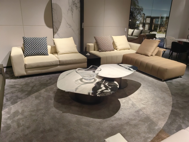 Modern Genuine Leather Piano Key Corner Sofa