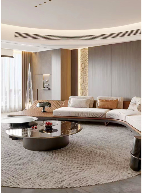 Italian Ferrari-Style Curved Leather Sofa