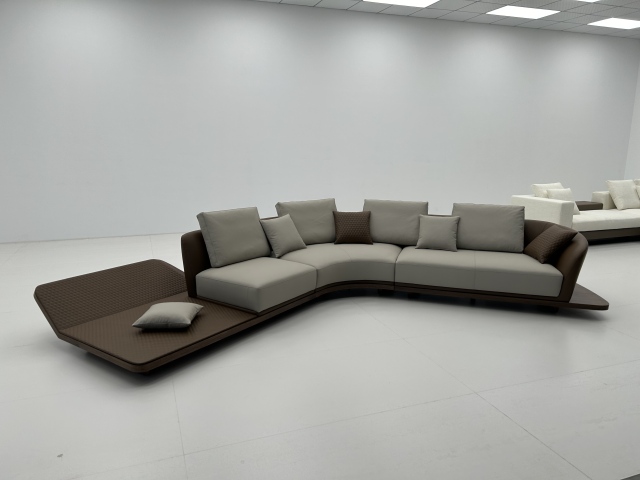 Italian Ferrari-Style Curved Leather Sofa