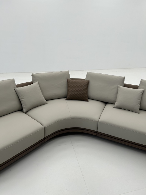 Italian Ferrari-Style Curved Leather Sofa
