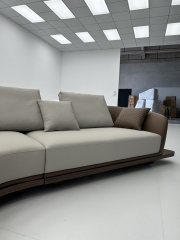 Italian Ferrari-Style Curved Leather Sofa