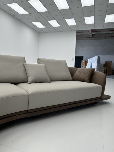 Italian Ferrari-Style Curved Leather Sofa