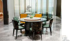 Black Star Pattern Round Dining Table and Chair Set