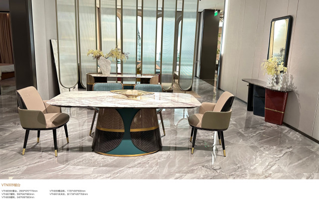 Luxury Lilac Marble Dining Table and Chair Set