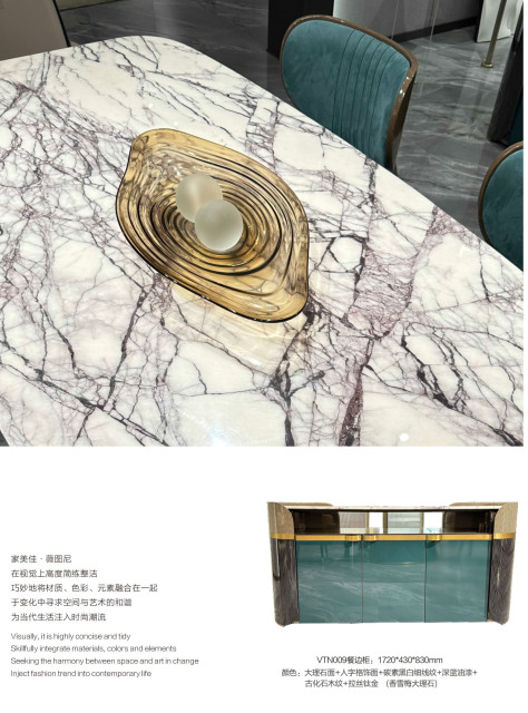 Luxury Lilac Marble Dining Table and Chair Set