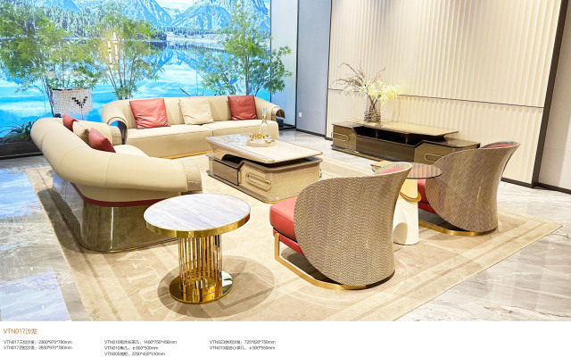 Luxury Top-Grain Cowhide Sofa and Table Set