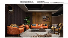 Luxury Orange Tiger Striped Sofa and Coffee Table Set