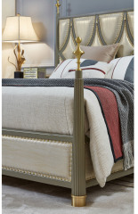 Luxury Seine Light Leather and Solid Wood Bed Set