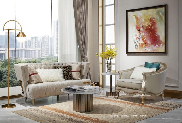 Luxury Tufted Fabric Sofa and Chair Set