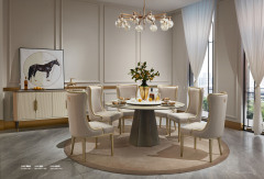 Luxury Round Dining Table and Chair Set with Turntable