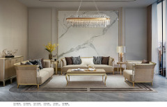 Light Luxury Leather Off-white Sofa and Table Set