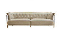 Light Luxury Leather Off-white Sofa and Table Set