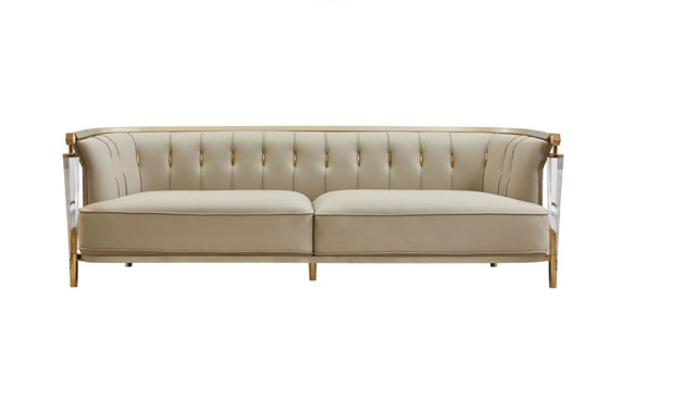 Light Luxury Leather Off-white Sofa and Table Set