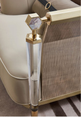 Light Luxury Leather Off-white Sofa and Table Set