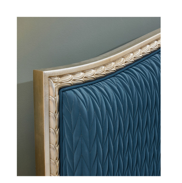 Luxury Blue Velvet Solid Wood Bed Set