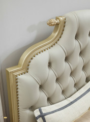 Luxury Tufted Leather and Solid Wood Bedroom Set