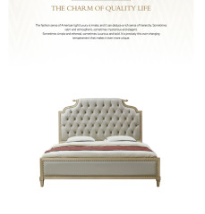 Luxury Tufted Leather and Solid Wood Bedroom Set