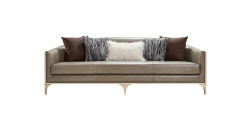 Luxury Rose Carved Leather and Solid Wood Sofa Set