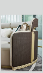 Luxury Curved Tufted Leather High-Back Sofa